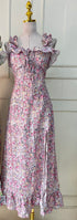 Spring Floral Ruffle Straps Side Slit Dresses